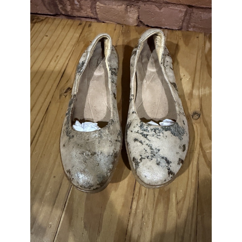 Women's Clarks 8 Unstructured Ballet Flats Slip on Leather Golden Tan Marbled